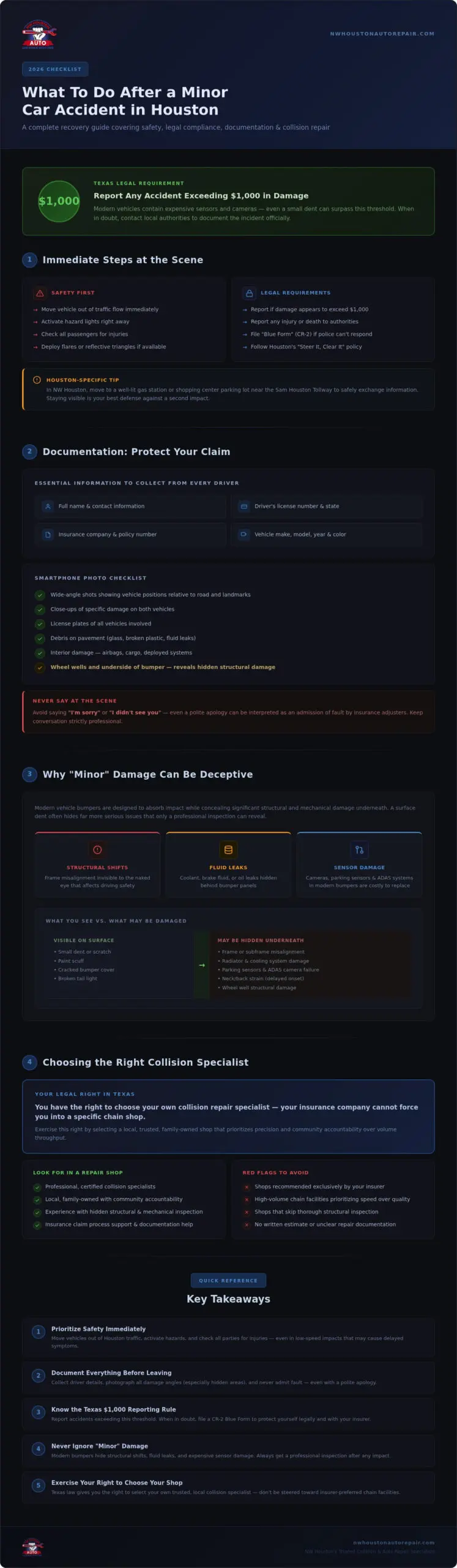 Houston Minor Car Accident: 2026 Recovery Checklist