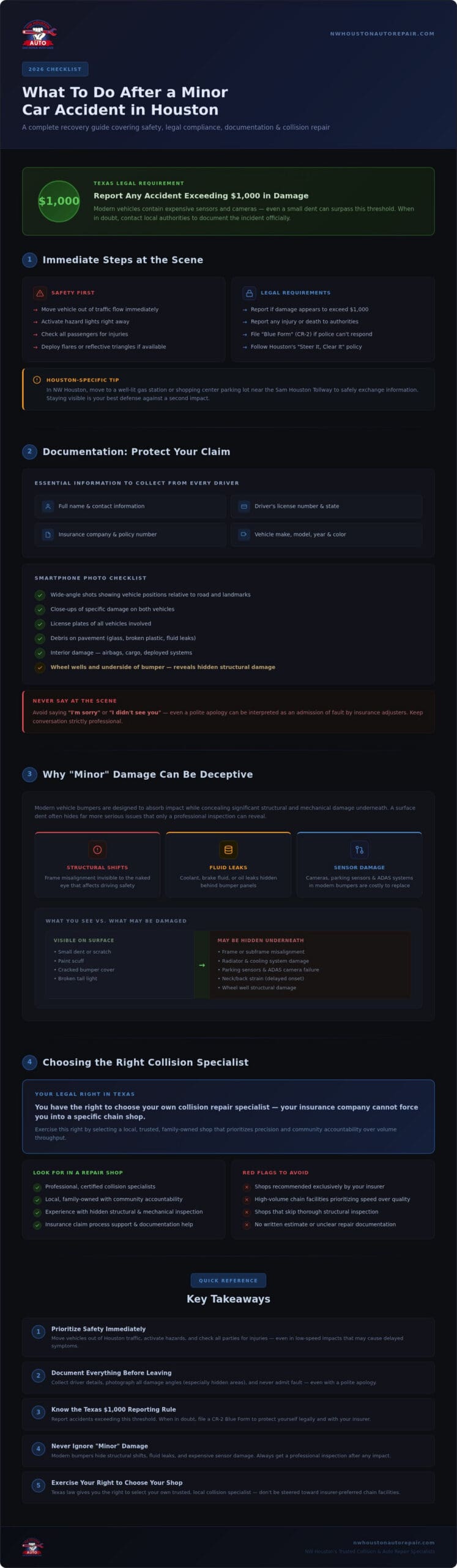 Houston Minor Car Accident: 2026 Recovery Checklist